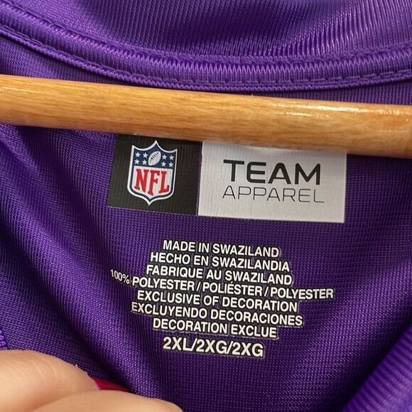 NFL Team Apparel Purple Minnesota Vikings Football Satin V Neck Jersey Size 2XL - Picture 4 of 7